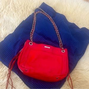 REBECCA MINKOFF Gorgeous Lipstick Red Versatile Bag with Adjustable Chain Straps